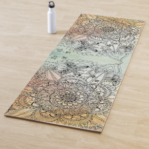 Modern Colourful Intricate Mandala Butterfly  Yoga Mat