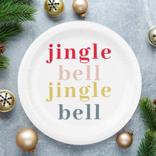 Modern Colourful Jingle Bell Jingle Bell Paper Plate (Creator Uploaded)