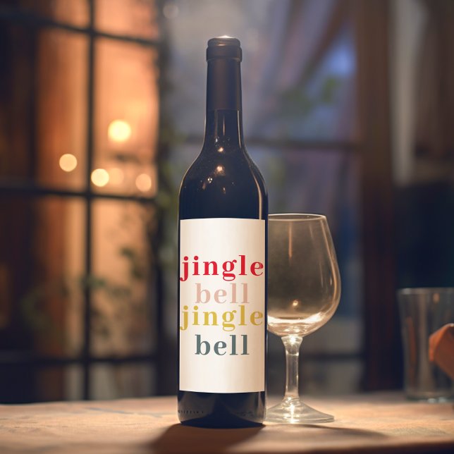 Modern Colourful Jingle Bell Jingle Bell Wine Label (Creator Uploaded)