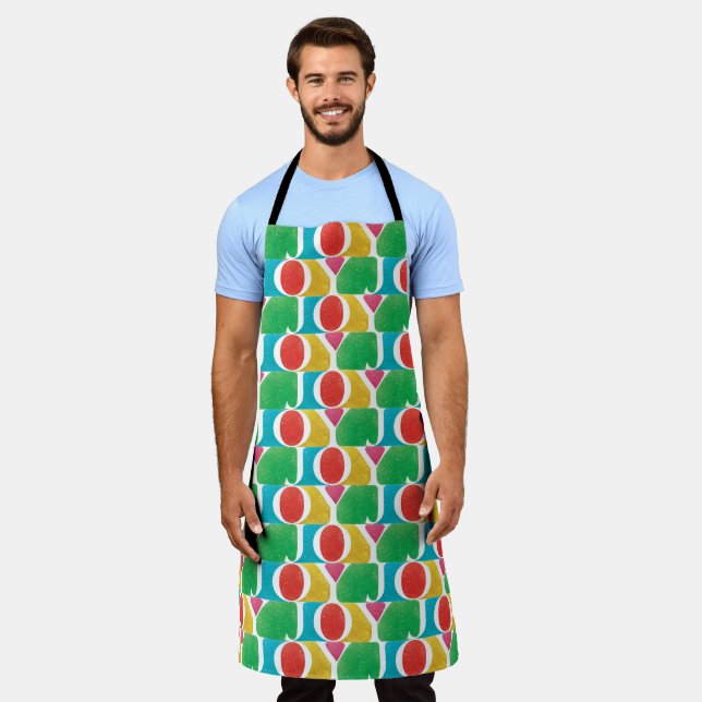 MODERN colourful JOY JOY JOY CHRISTMAS HOLIDAY Apron (Worn)