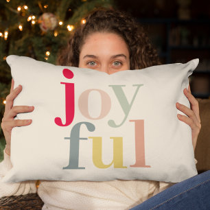 Modern Colourful Joyful Christmas Holiday Gift Lumbar Cushion