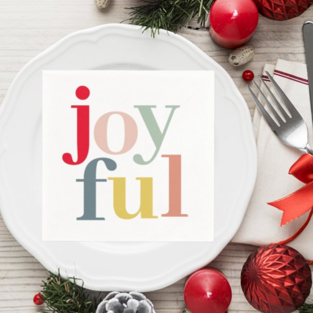 Modern Colourful Joyful Christmas Holiday Gift Napkin (Creator Uploaded)