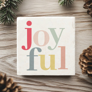 Modern Colourful Joyful Christmas Holiday Gift Stone Coaster