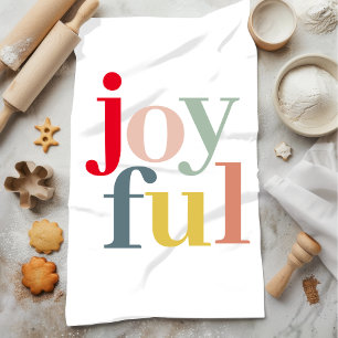 Modern Colourful Joyful Christmas Holiday Gift Tea Towel