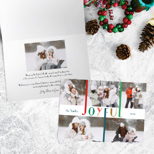 Modern Colourful Joyful Typography 5-Photo  Holiday Card
