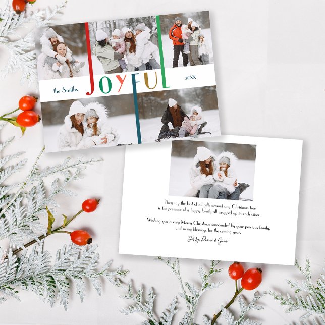 Modern Colourful Joyful Typography 5-Photo  Holiday Card (Creator Uploaded)