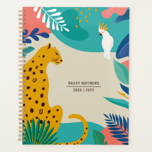 Modern Colourful Jungle Leopard Name Planner