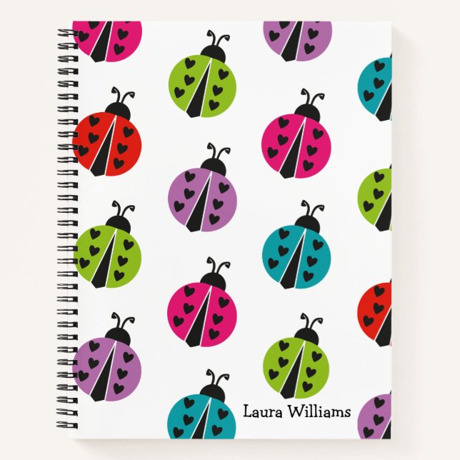 Modern Colourful Ladybug Personalised Notebook (Front)