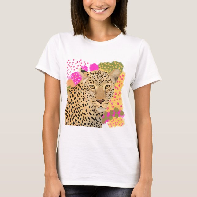 Modern Colourful Leopard Design T-Shirt (Front)