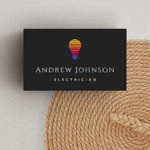 Modern Colourful Lightbulb Electrician Minimalist Business Card