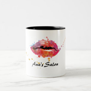 Modern Colourful Lips Makeup Beauty Hair Salon Two-Tone Coffee Mug