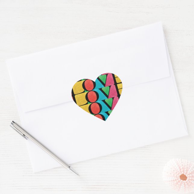 MODERN colourful LOVE PEACE JOY merry CHRISTMAS Heart Sticker (Envelope)