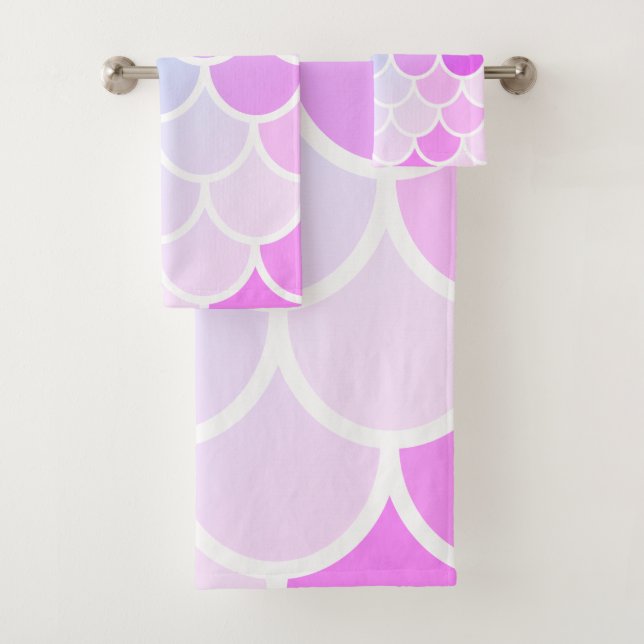 Modern Colourful Lovely Mermaid Seamless Pattern Bath Towel Set (Insitu)