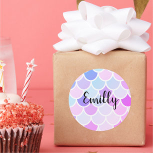 Modern Colourful Lovely Mermaid Seamless Pattern Classic Round Sticker