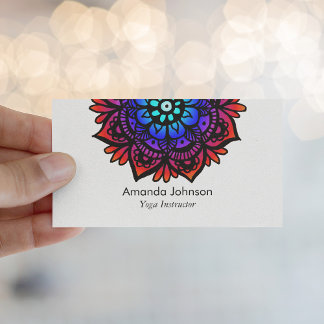 Modern Colourful Mandala Yoga Instructor Business Card
