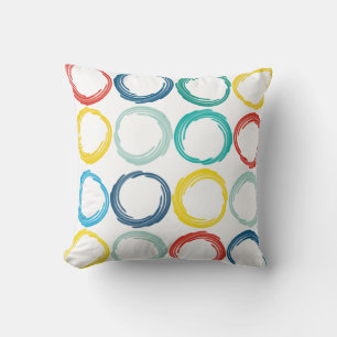 Modern Colourful marker brushstrokes circles Cushion