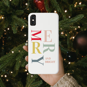Modern Colourful Merry and Bright   Happy Holidays Case-Mate iPhone Case