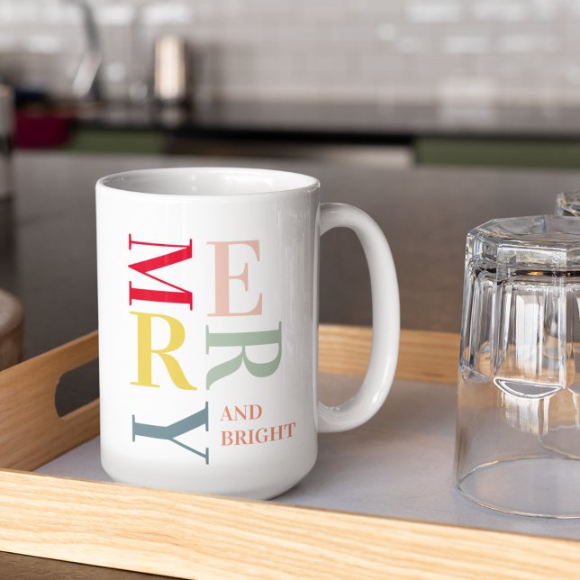Modern Colourful Merry and Bright | Happy Holidays Coffee Mug (Creator Uploaded)