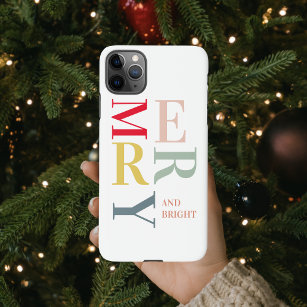 Modern Colourful Merry and Bright   Happy Holidays iPhone 11Pro Max Case