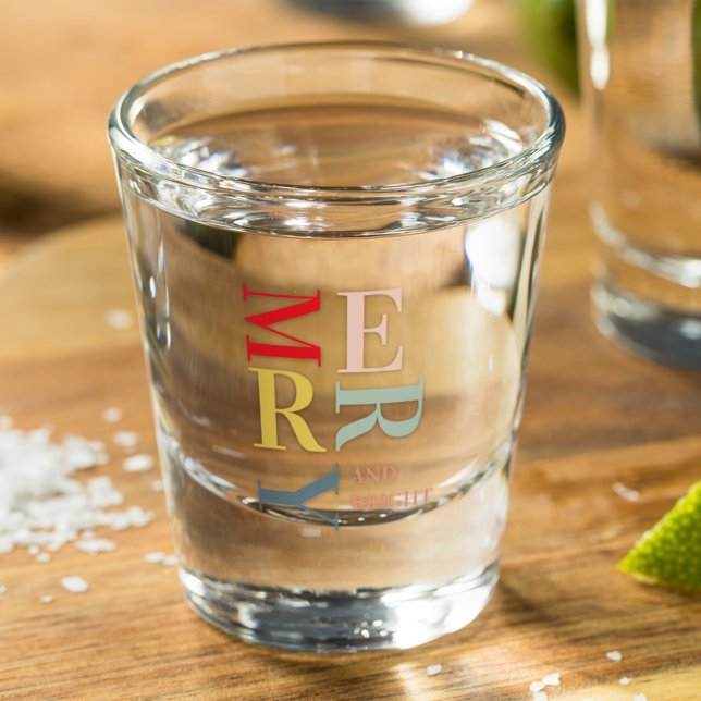 Modern Colourful Merry and Bright | Happy Holidays Shot Glass (Creator Uploaded)