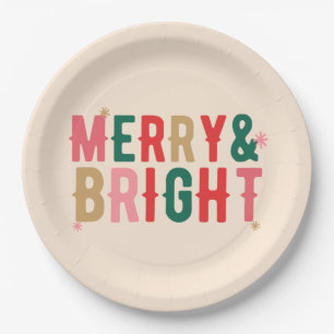 Modern Colourful Merry & Bright Paper Plate