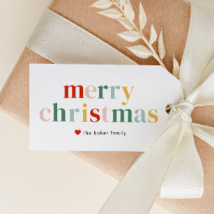 Modern Colourful Merry Christmas Gift Tags
