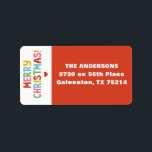 Modern Colourful Merry Christmas Label<br><div class="desc">A colourful,  fun and festive Christmas return address label. Personalise it with your name.</div>