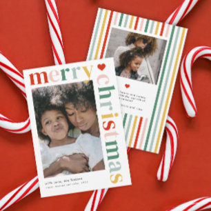 Modern Colourful Merry Christmas Photo Holiday Card