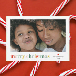Modern Colourful Merry Christmas Photo Holiday Card