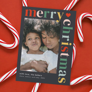 Modern Colourful Merry Christmas Photo Magnet Card