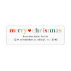 Modern Colourful Merry Christmas Return Address