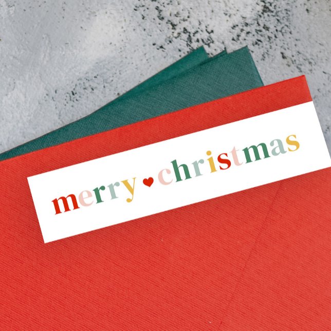 Modern Colourful Merry Christmas Return Address Wrap Around Label (Modern colorful merry christmas typography return address wrap around label.)