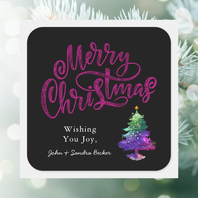 Modern Colourful Merry Christmas Square Sticker (Creator Uploaded)