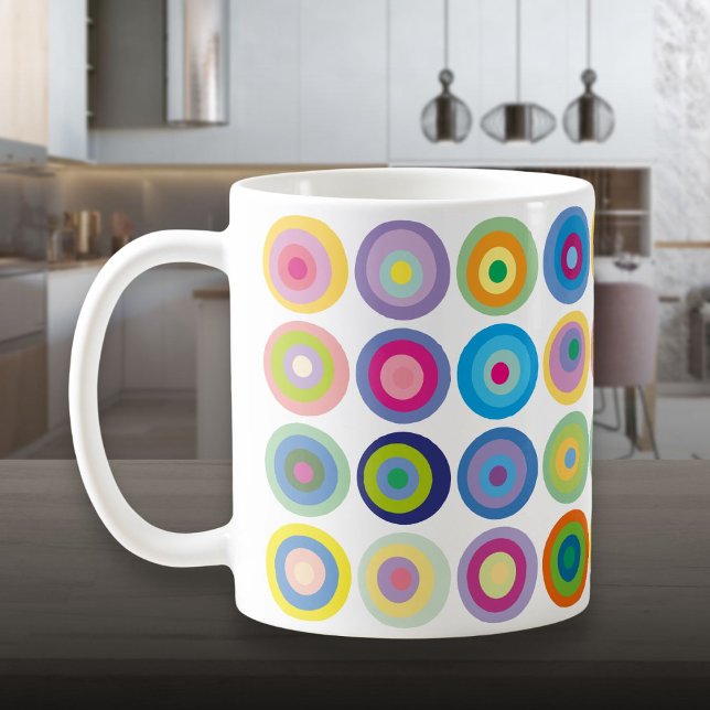 Modern Colourful Mid Century Circles Pattern Coffee Mug (Modern Colorful Mid Century Circles Pattern Coffee Mug)