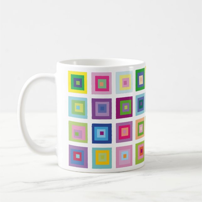 Modern Colourful Mid Century Squares Pattern Coffee Mug (Left)