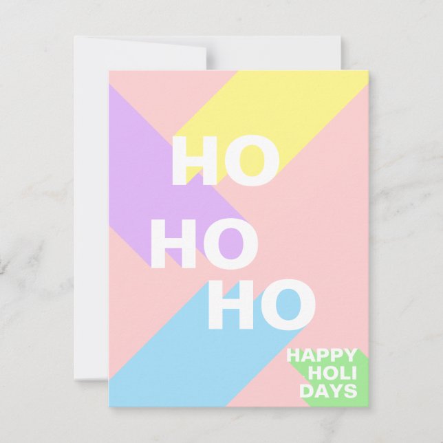 modern colourful minimalist ho ho ho christmas car holiday card (Front)
