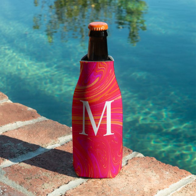 Modern colourful monogram initial bottle cooler (In Situ Pool)