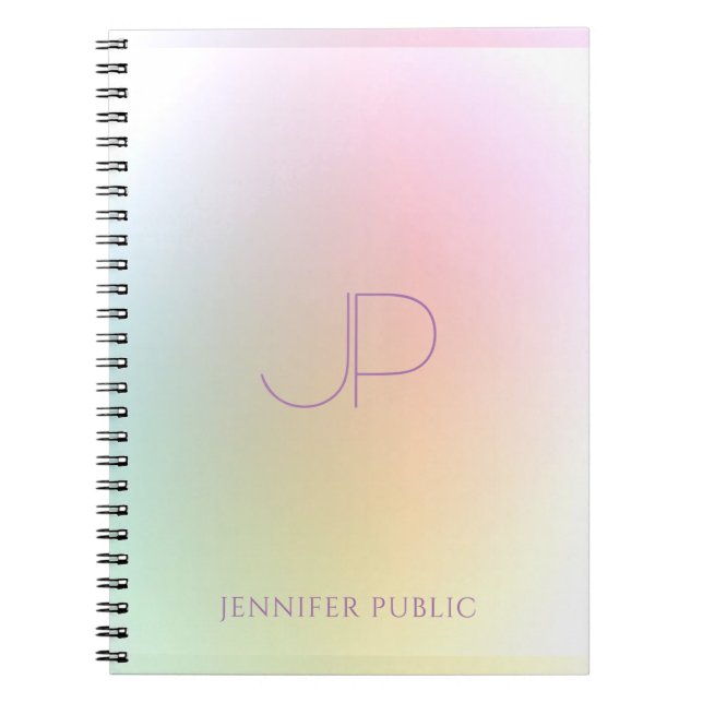 Modern Colourful Monogram Template Elegant Notebook (Front)