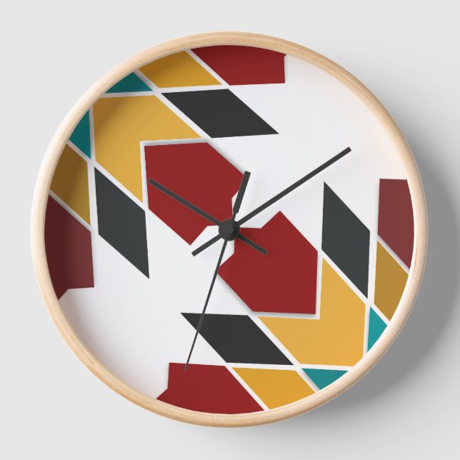 Modern colourful moroccan tiles Wall Clock (Front)