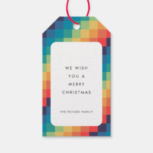 Modern Colourful Mosaic Merry Christmas Gift Tags