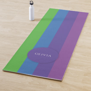 Modern Colourful Multicolor Personalised Name Yoga Mat
