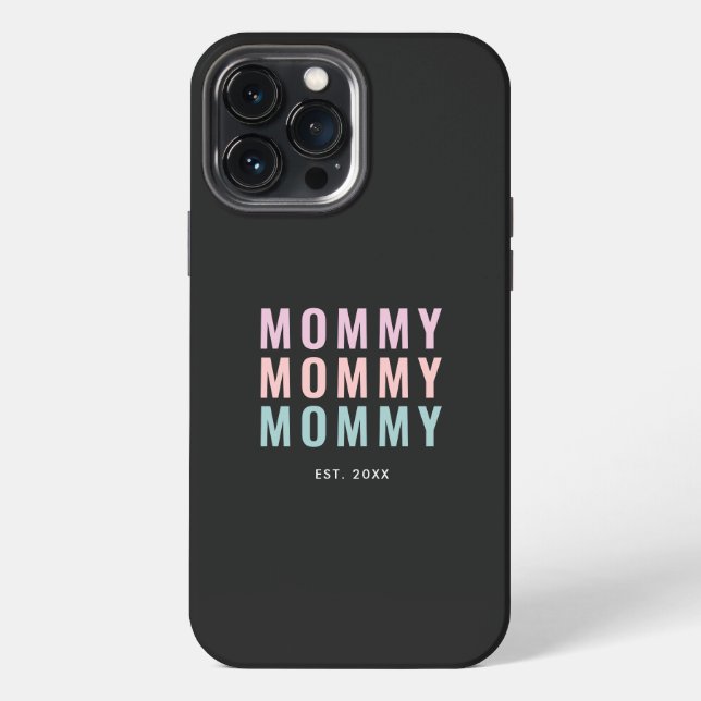 Modern Colourful Mummy Text iPhone Case (Back)