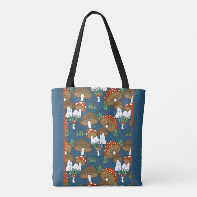 Modern colourful mushroom design tote bag (Back)