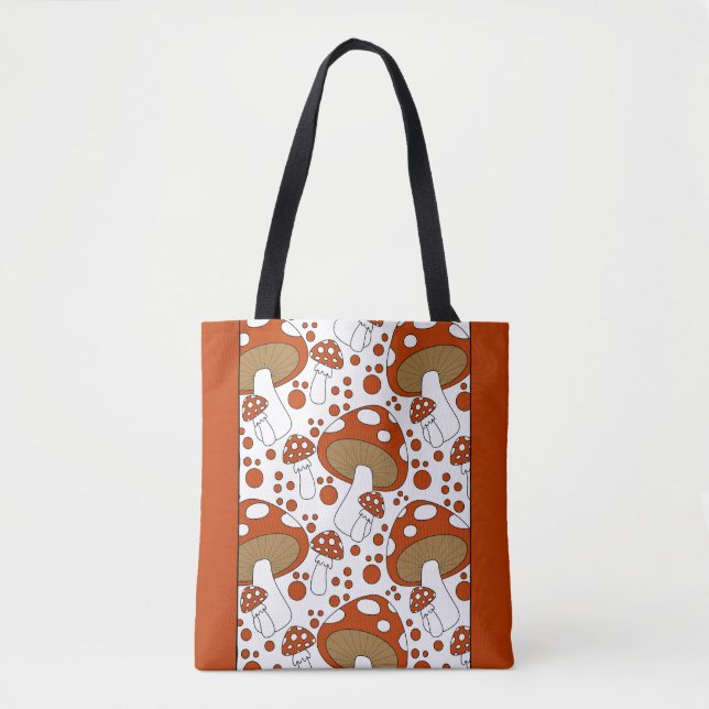 Modern colourful mushroom design tote bag (Front)