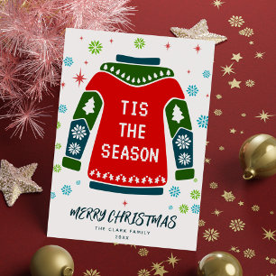 Modern Colourful Non Photo Christmas Sweater Holiday Card