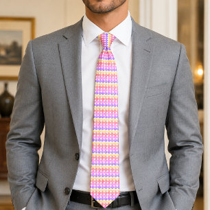 Modern Colourful Octagon Pattern Pink Purple Yello Tie