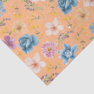 Modern colourful orange background floral decoupag tissue paper