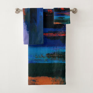Modern Colourful Paint Brush Abstract  Bath Towel Set