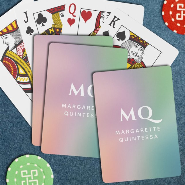 Modern Colourful Pastel and White Monogram Initial Playing Cards (Creator Uploaded)