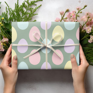 Modern Colourful Pastel Eggs Pattern Easter Wra Wrapping Paper